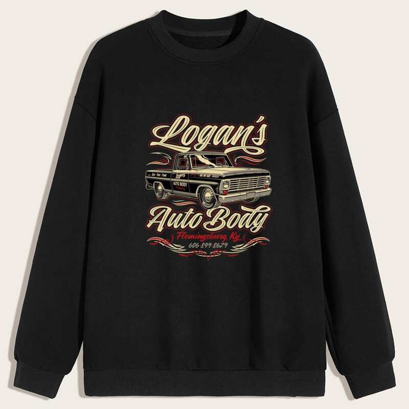 

Guys Car & Letter Graphic Sweatshirt, Black