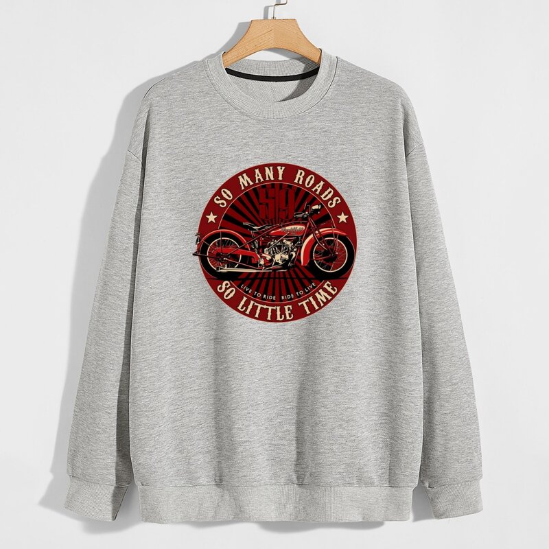 

Guys Motorcycle & Letter Graphic Sweatshirt, Light grey