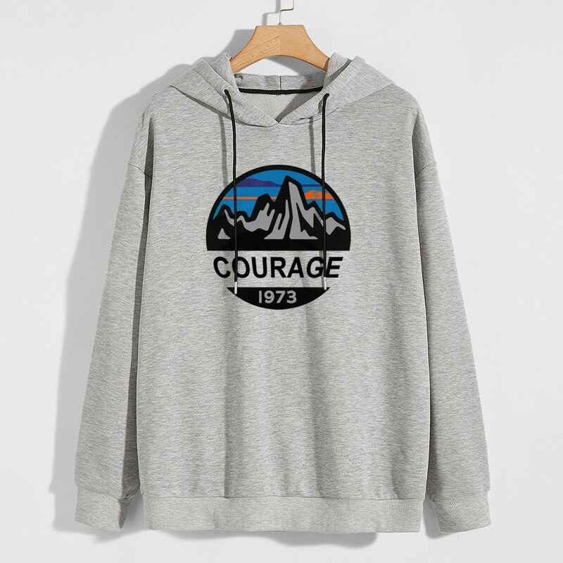 

Guys Letter Graphic Hoodie, Light grey