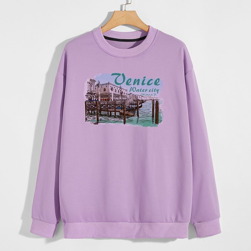 

Guys Letter Graphic Sweatshirt, Violet purple