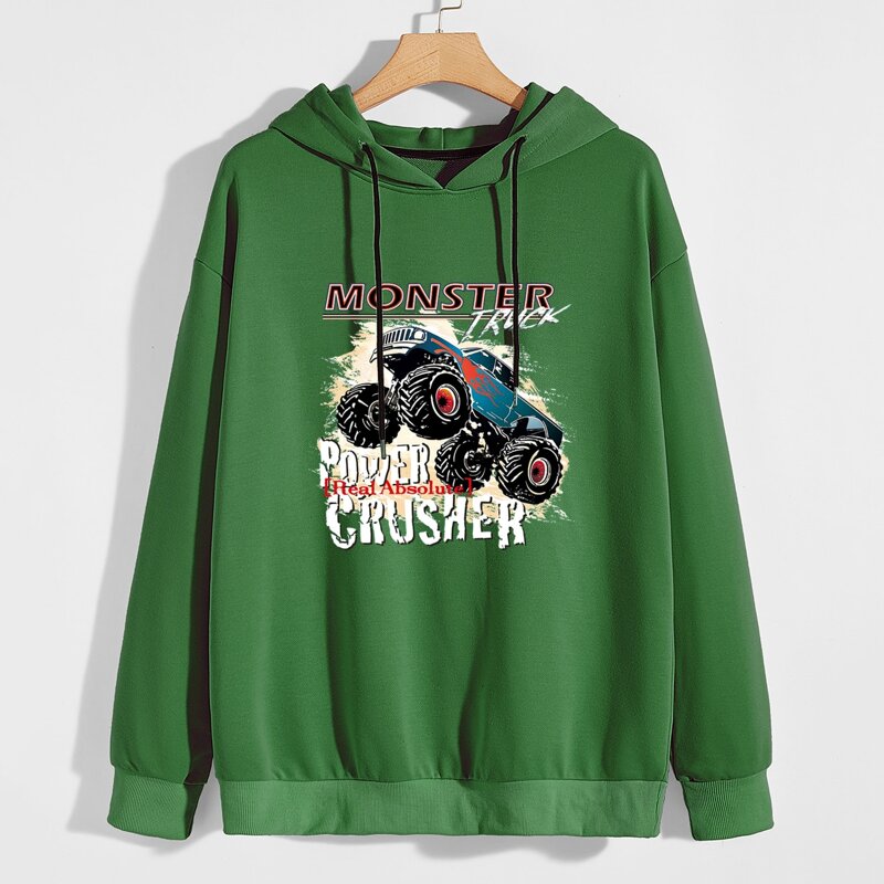 

Guys Car & Letter Graphic Hoodie, Green