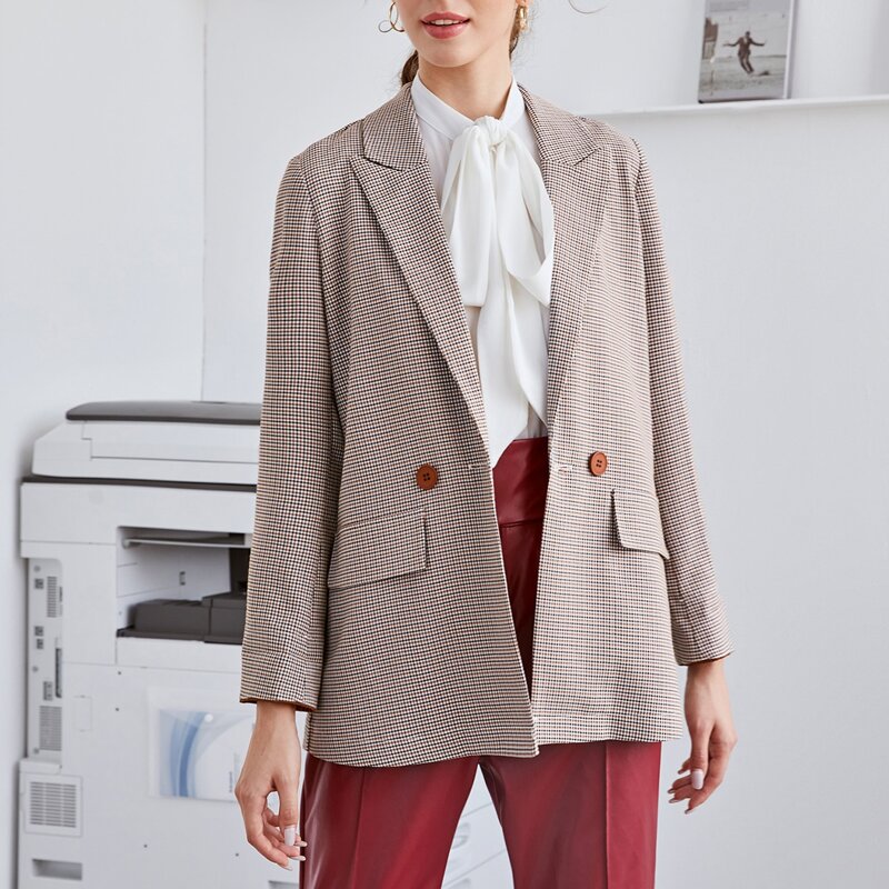 

Lapel Collar Plaid Button Front Coat, Multicolor