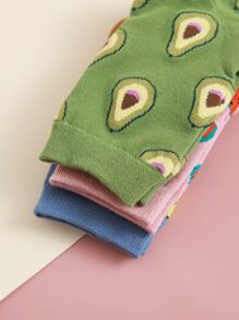 1/3/6 Pairs Fruit Pattern Women's Mid-Calf Socks, Casual Daily Wear, Autumn/Winter - Multicolor - View 9