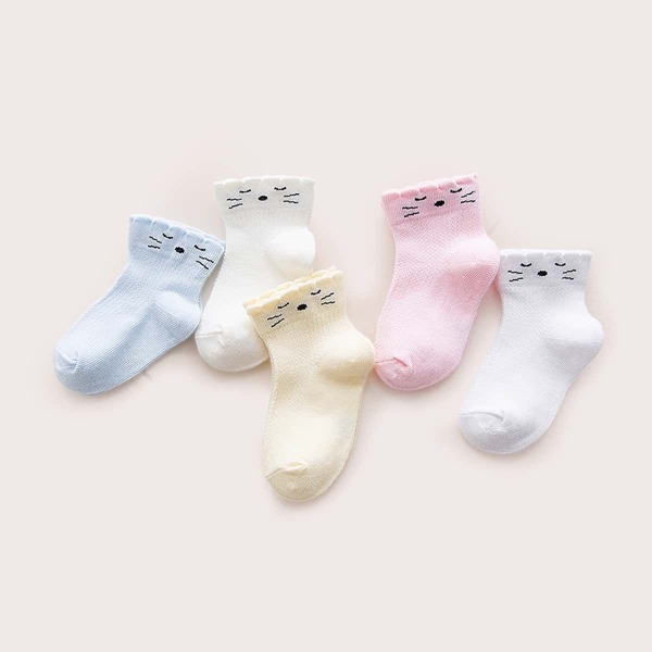 

5pairs Baby Cartoon Graphic Socks, Multicolor