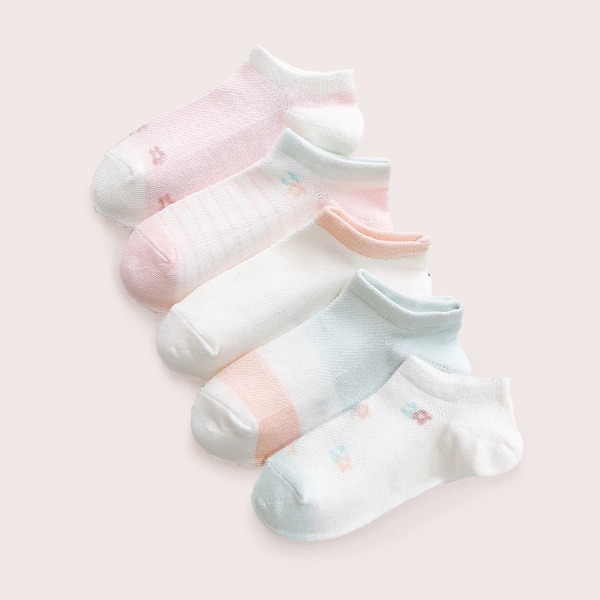 

5pairs Toddler Girls Ditsy Floral Pattern Socks, Multicolor