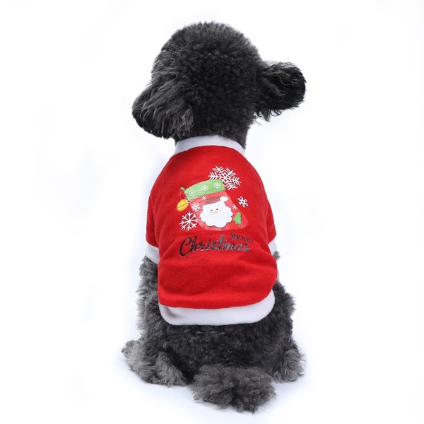 

1pc Letter & Cartoon Graphic Dog Top, Red