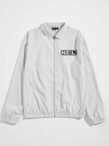 Manfinity Men Patched Detail Striped Jacket - White - View 1
