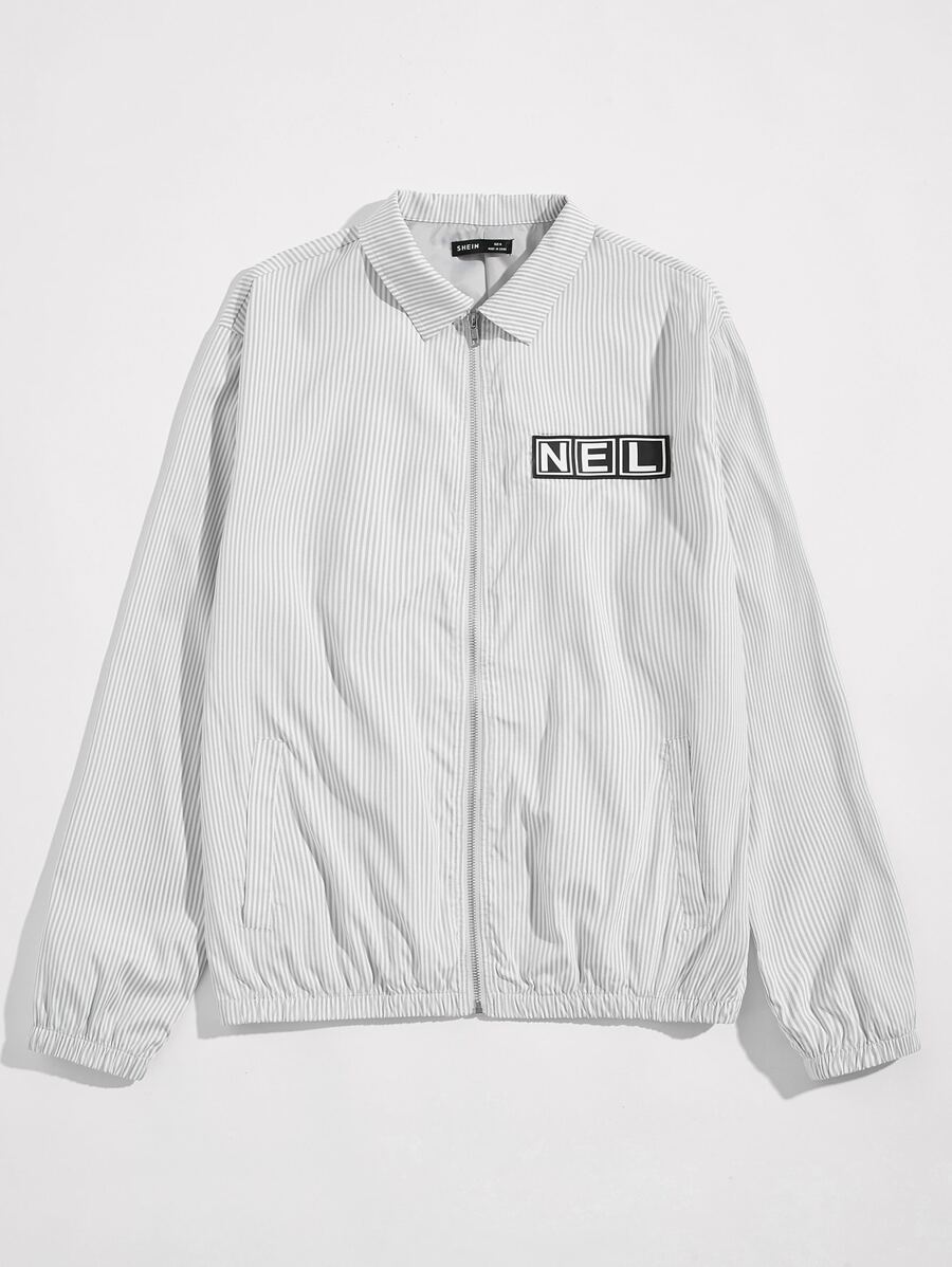 Manfinity Men Patched Detail Striped Jacket - White - View 1
