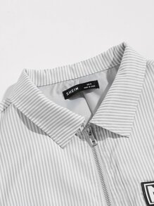 Manfinity Men Patched Detail Striped Jacket - White - View 3