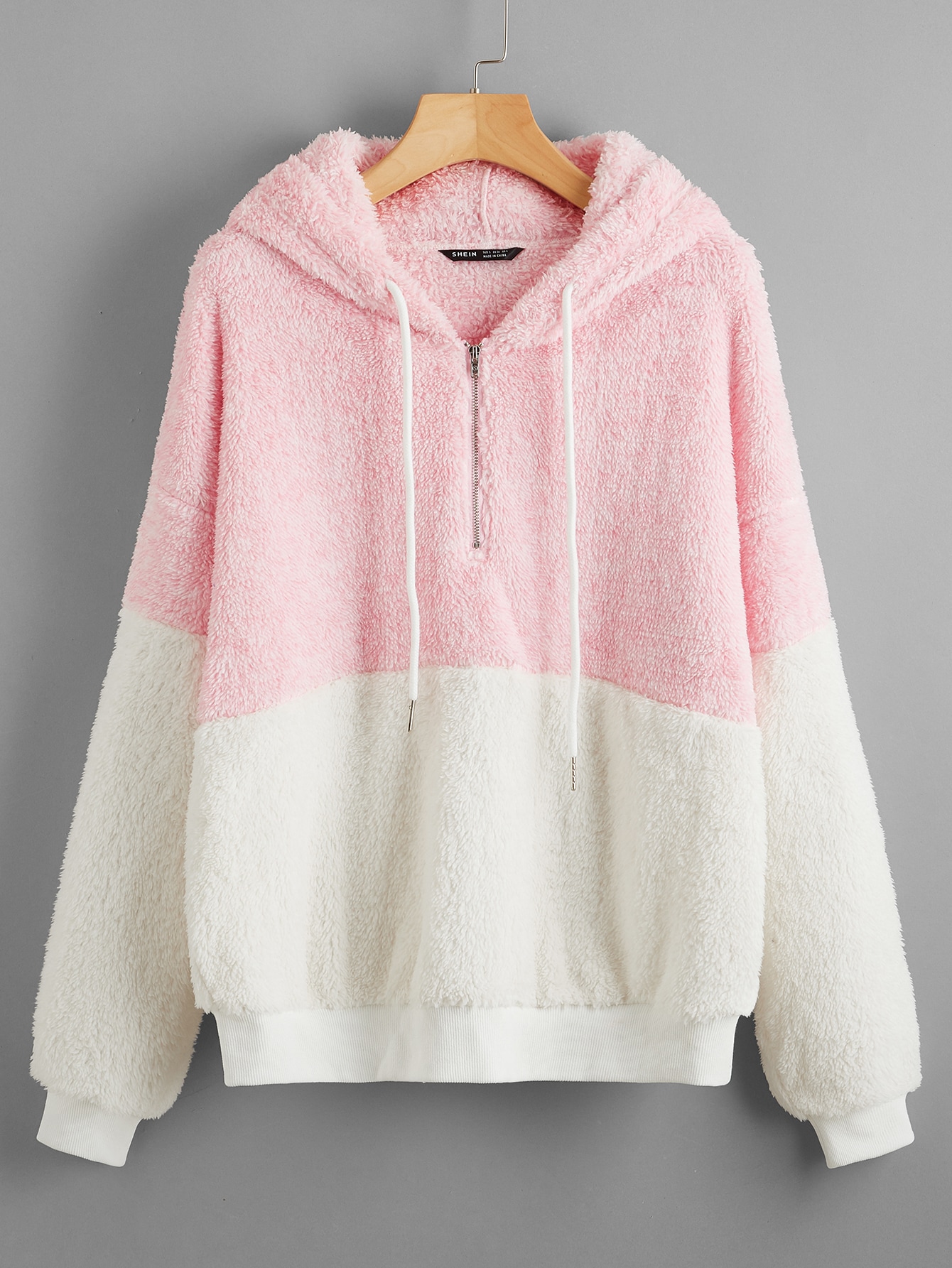drawstring half button hooded sweater