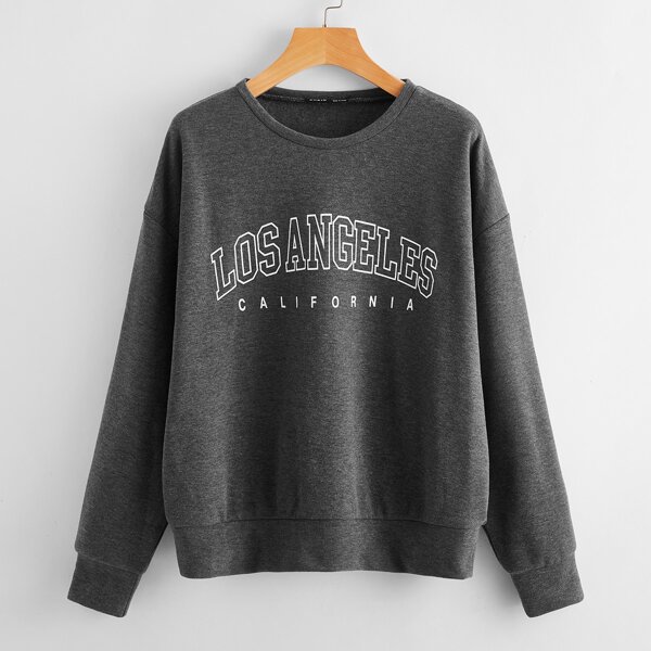 

Letter Graphic Drop Shoulder Sweatshirt, Dark grey