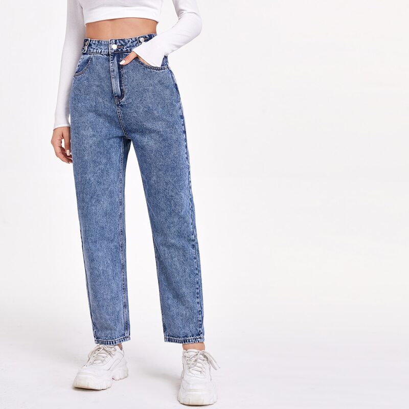 

Acid Wash Straight Leg Jeans, Medium wash