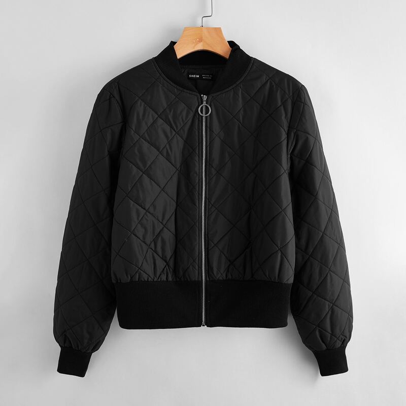 

Zipper Up Padded Jacket, Black