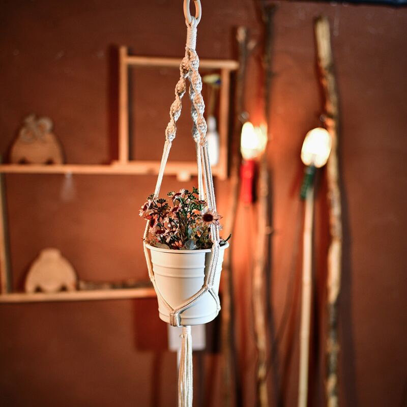 

1pc Macrame Plant Hanger, Beige