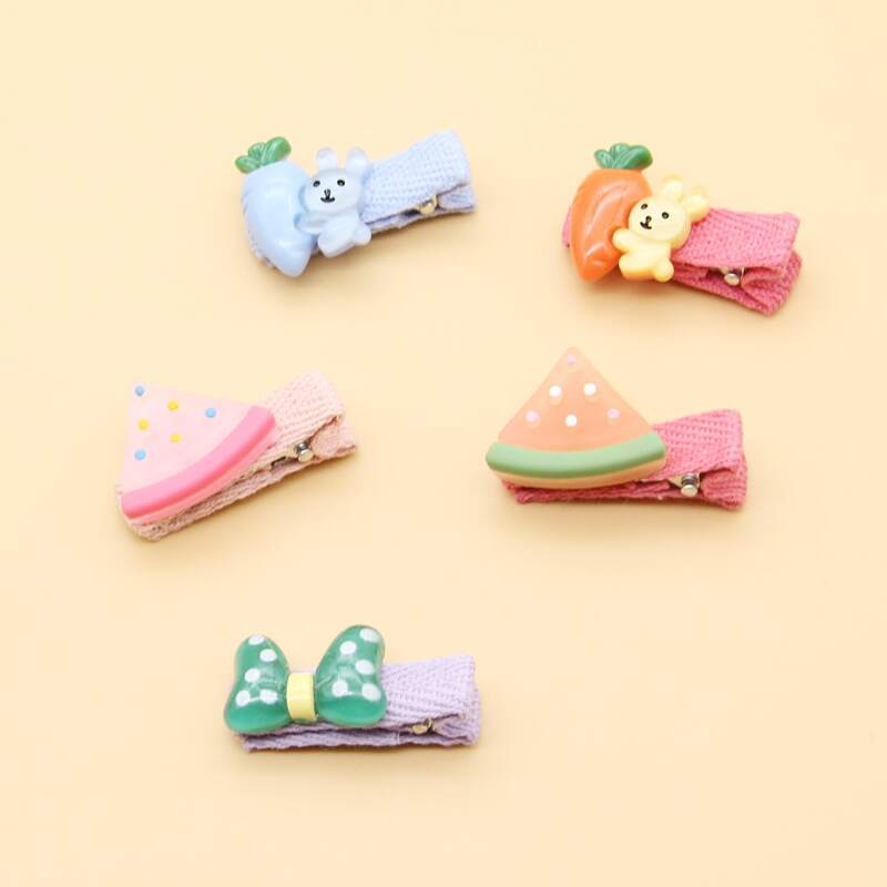 

5pcs Fruit & Rabbit Decor Hair Clip, Multicolor