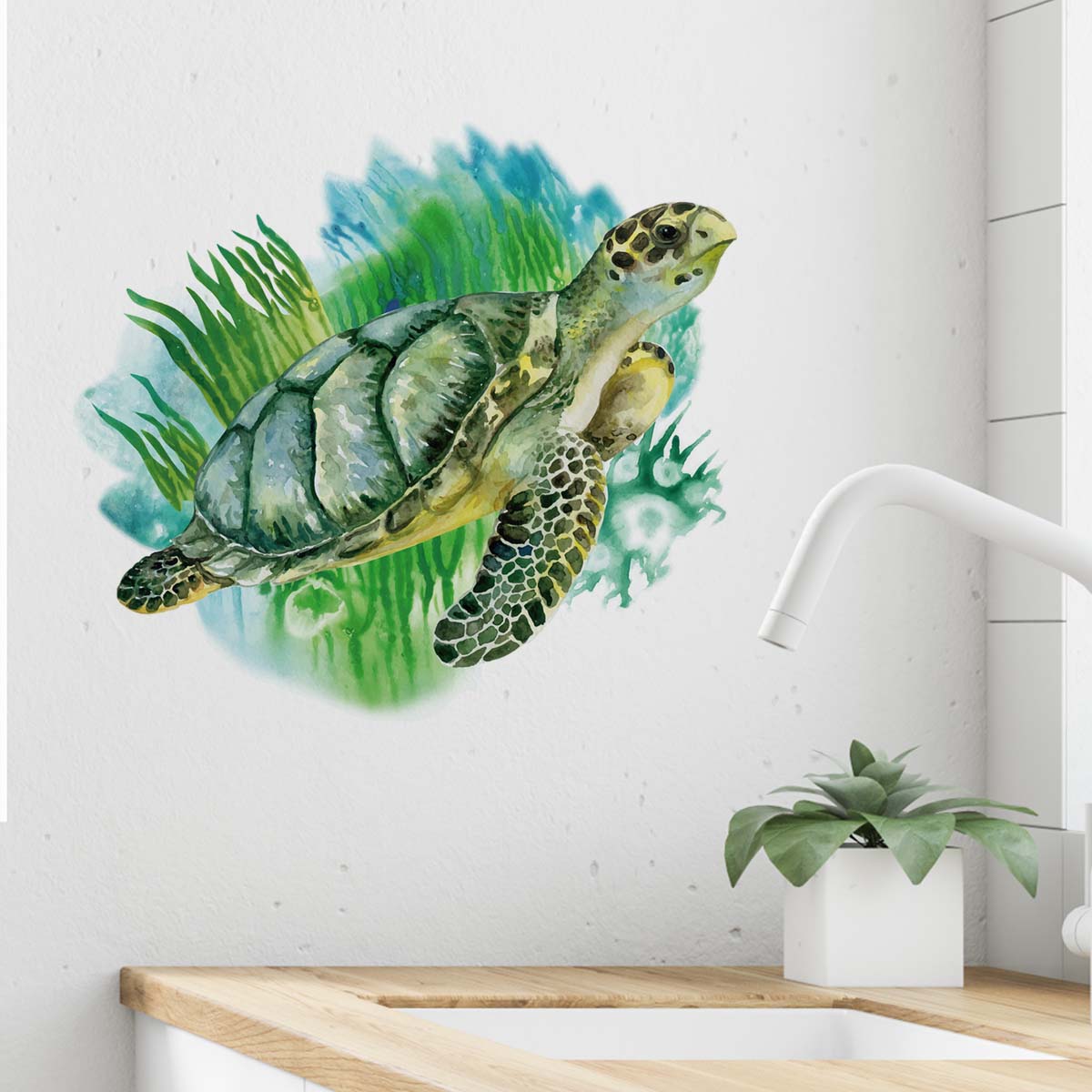 

Sea Turtle Print Wall Sticker, Multicolor