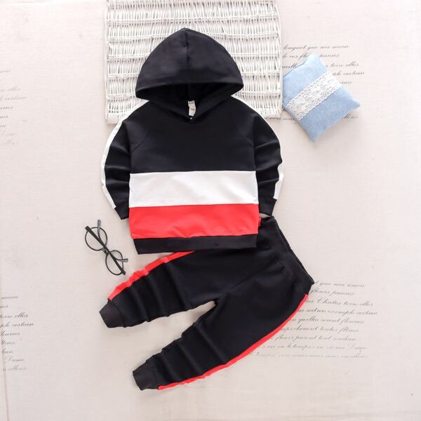 

Toddler Boys Contrast Panel Hoodie & Sweatpants, Black
