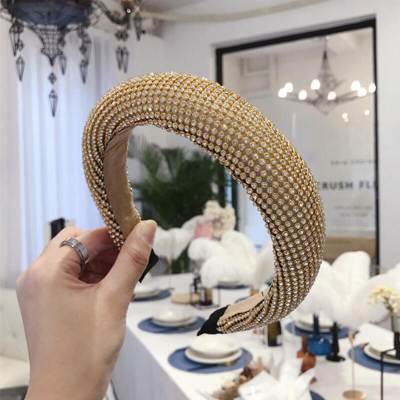 

Rhinestone Decor Wide Hair Hoop, Gold