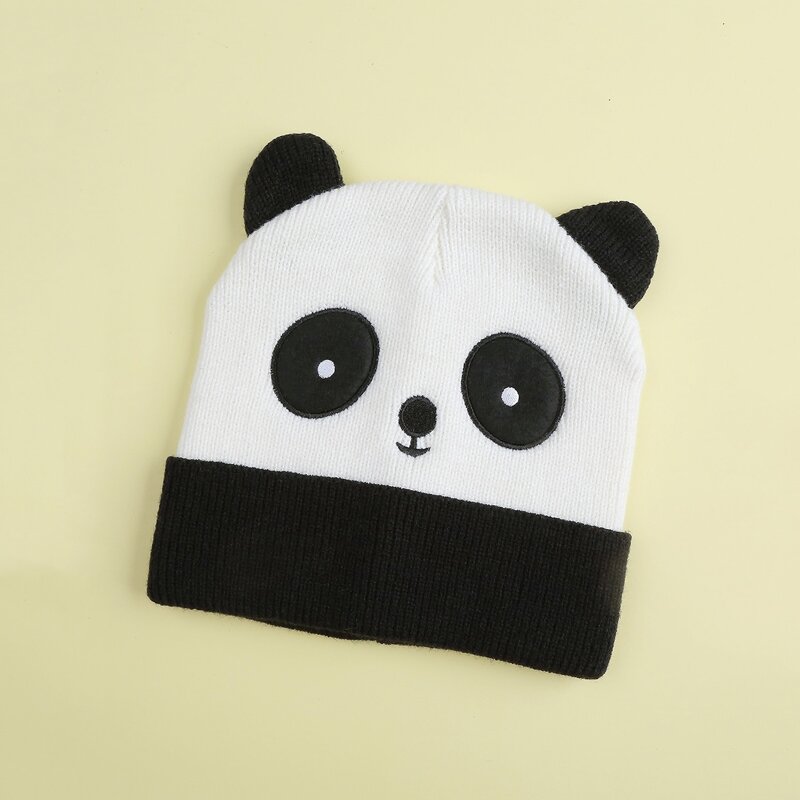 

Panda Design Cuffed Beanie, Black and white