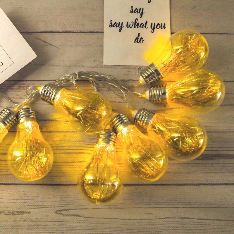 

1pc String Light With 10pcs Bulb, Yellow