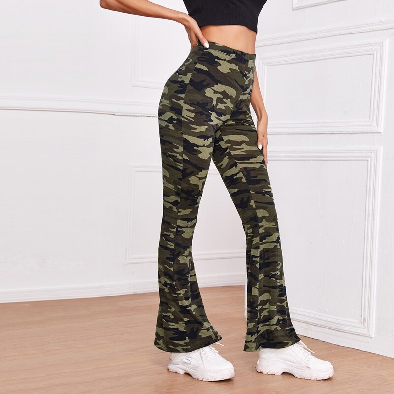 

Flare Leg Camo Pants, Multicolor