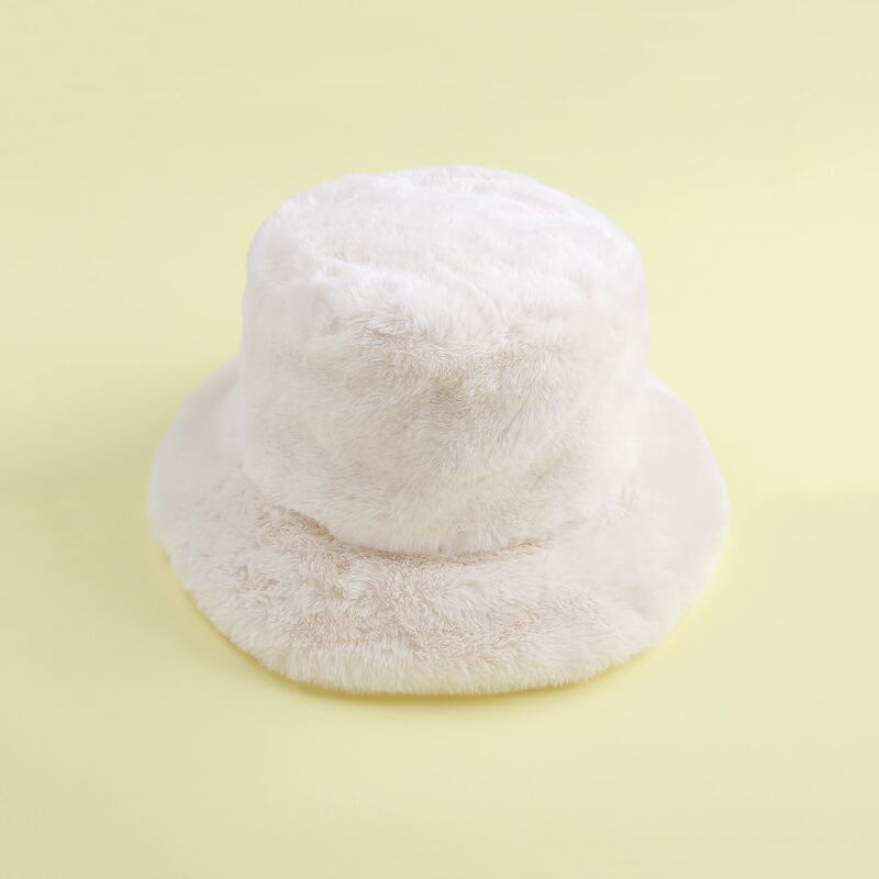 

Solid Fluffy Bucket Hat, White