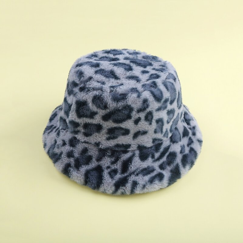 

Leopard Fluffy Bucket Hat, Blue