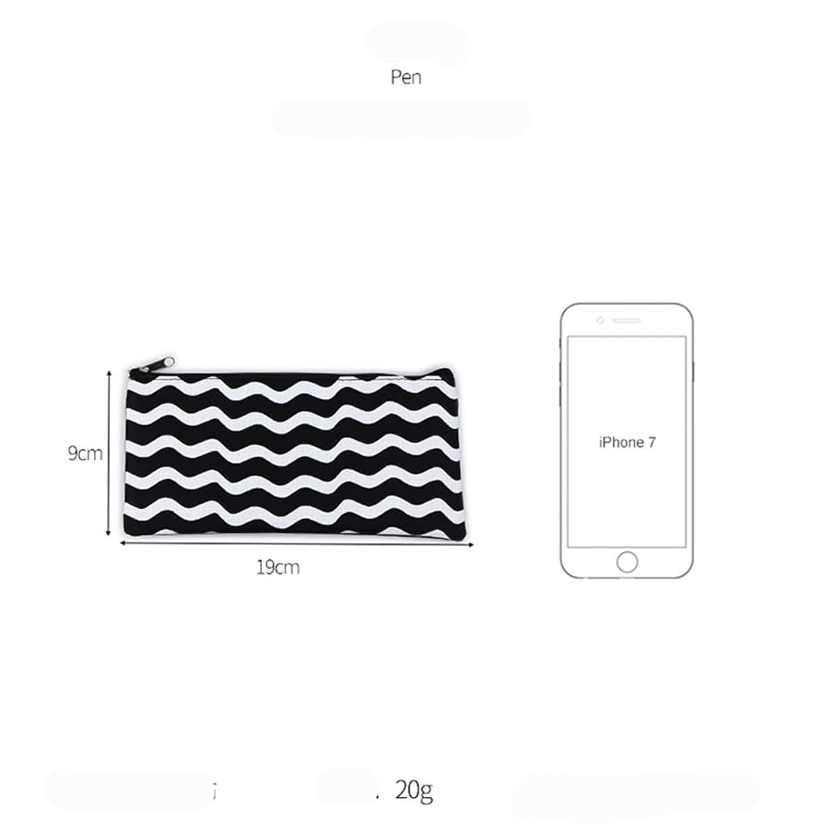 

1pc Random Geo Pencil Bag, Black and white