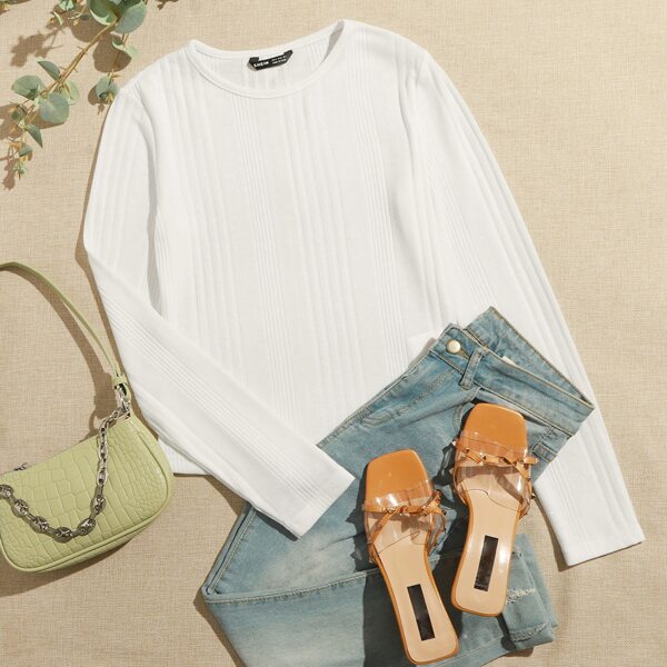 

Solid Rib-knit Tee, White