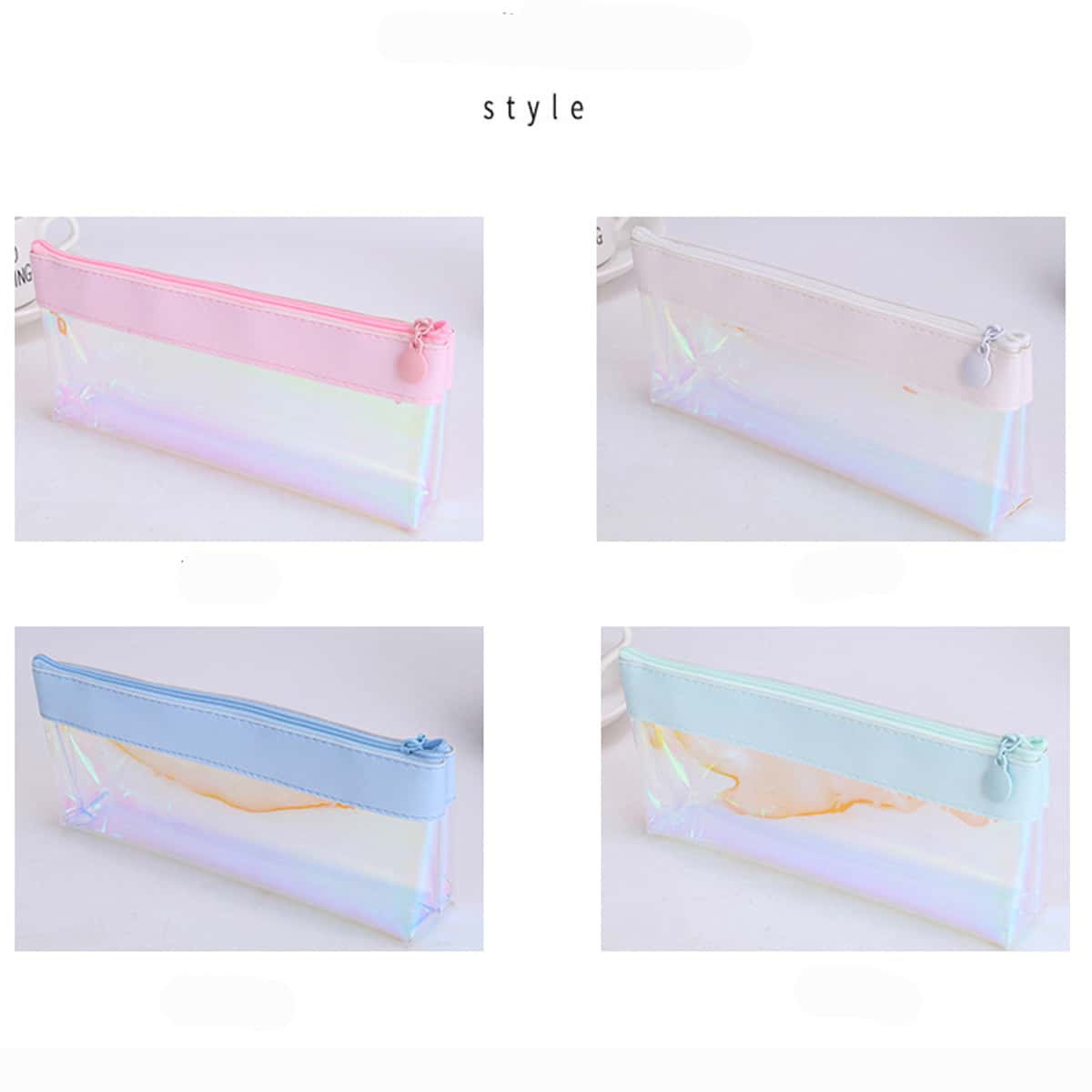 

1pc Random Holographic Pencil Bag, Multicolor
