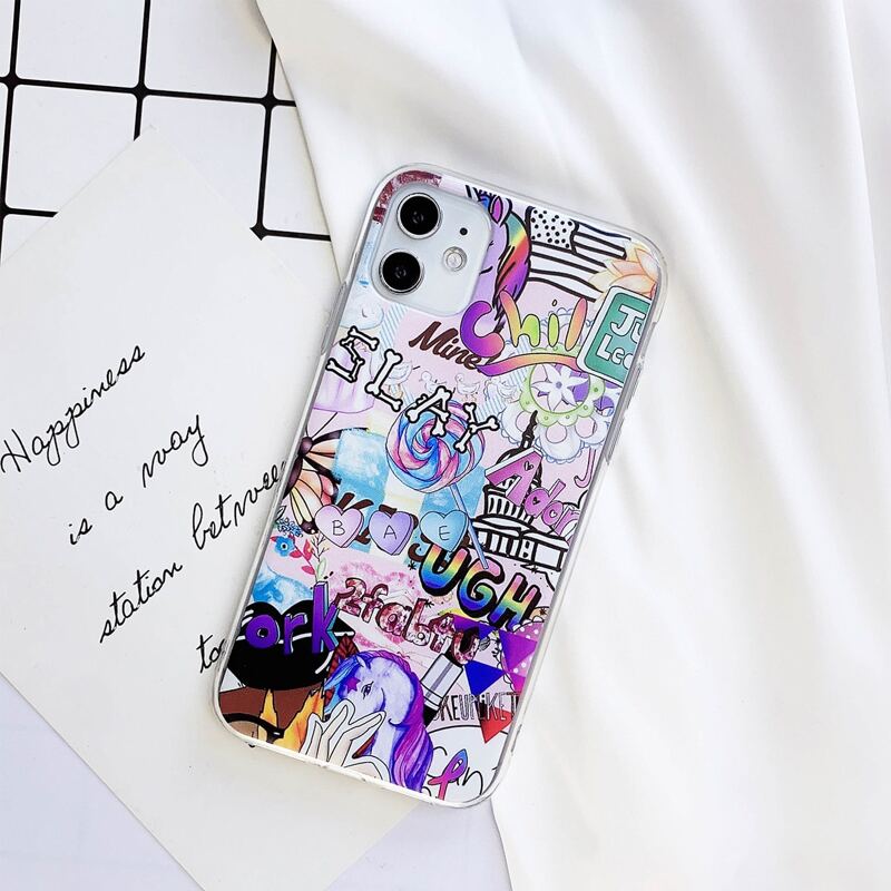 

Letter & Unicorn Graphic iPhone Case, Multicolor