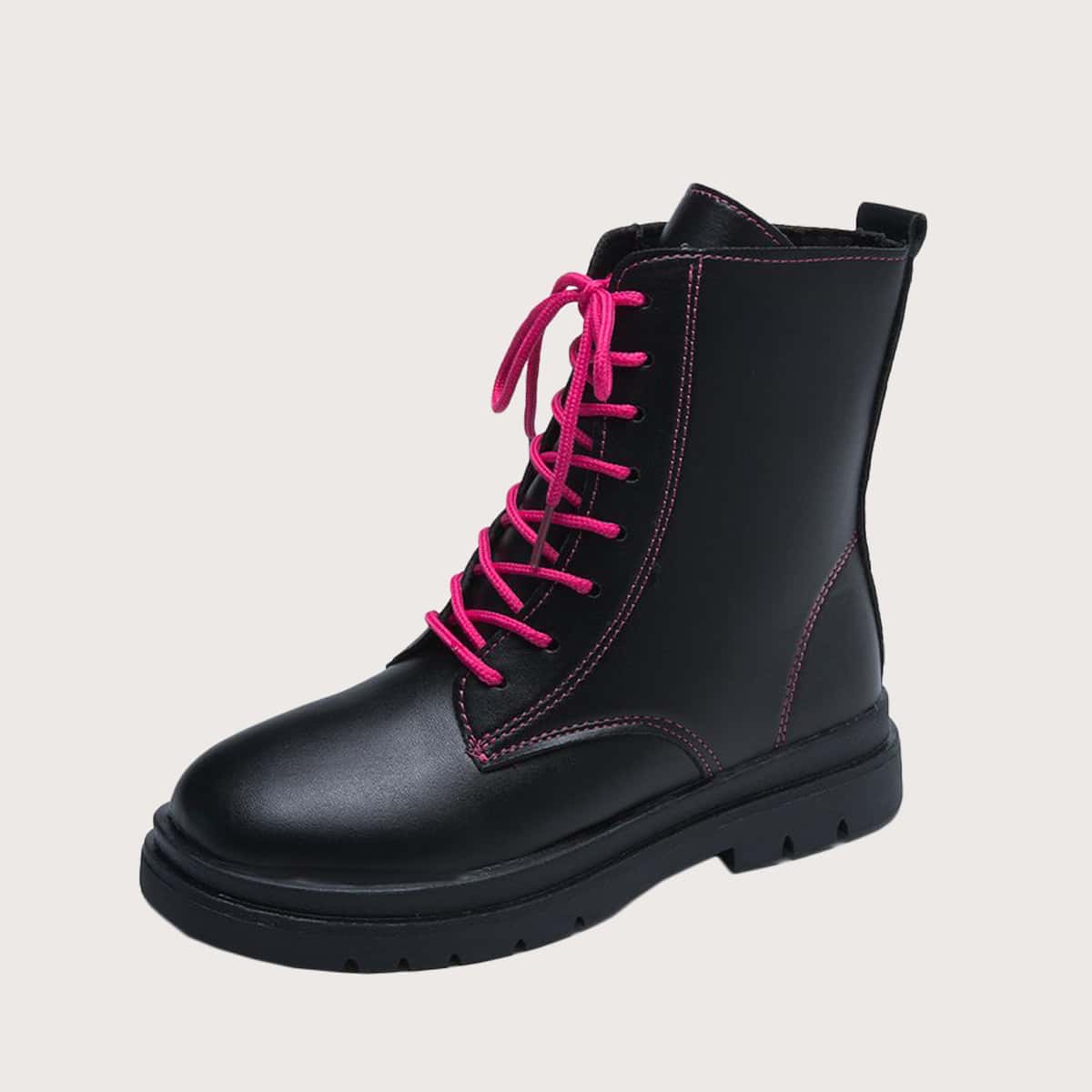 

Lace Up Front Combat Boots, Black