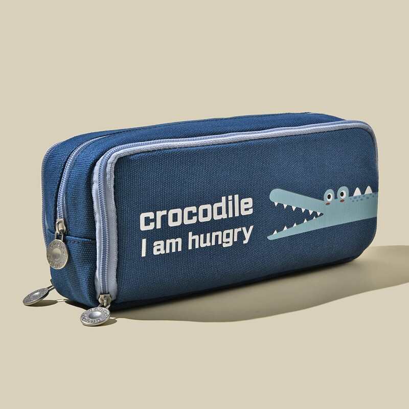 

Crocodile Print Pencil Bag, Blue