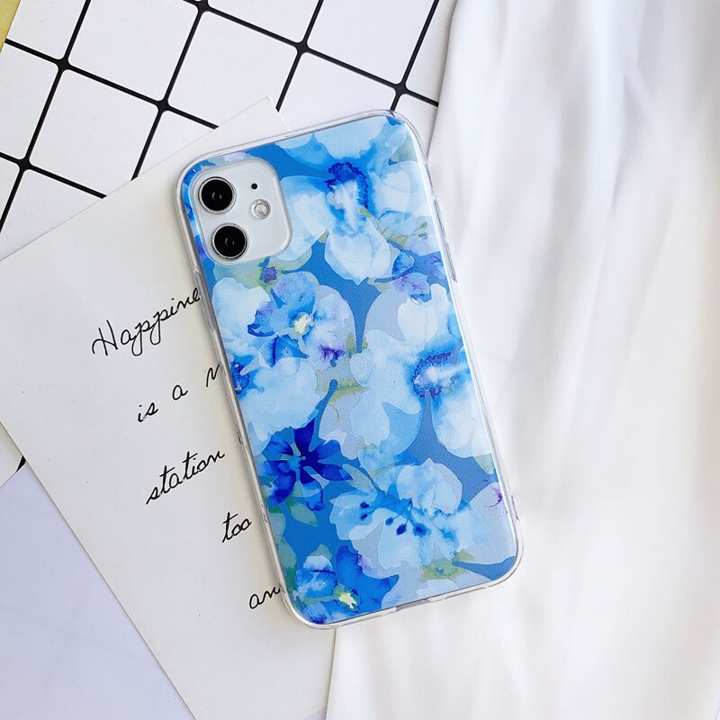 

Floral Pattern iPhone Case, Blue