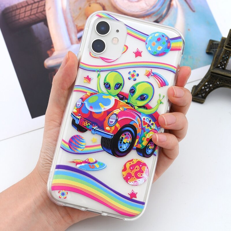 

Rainbow & Alien Print iPhone Case, Multicolor