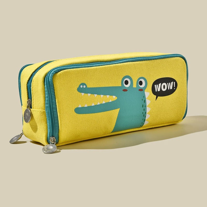 

Crocodile Print Pencil Bag, Yellow