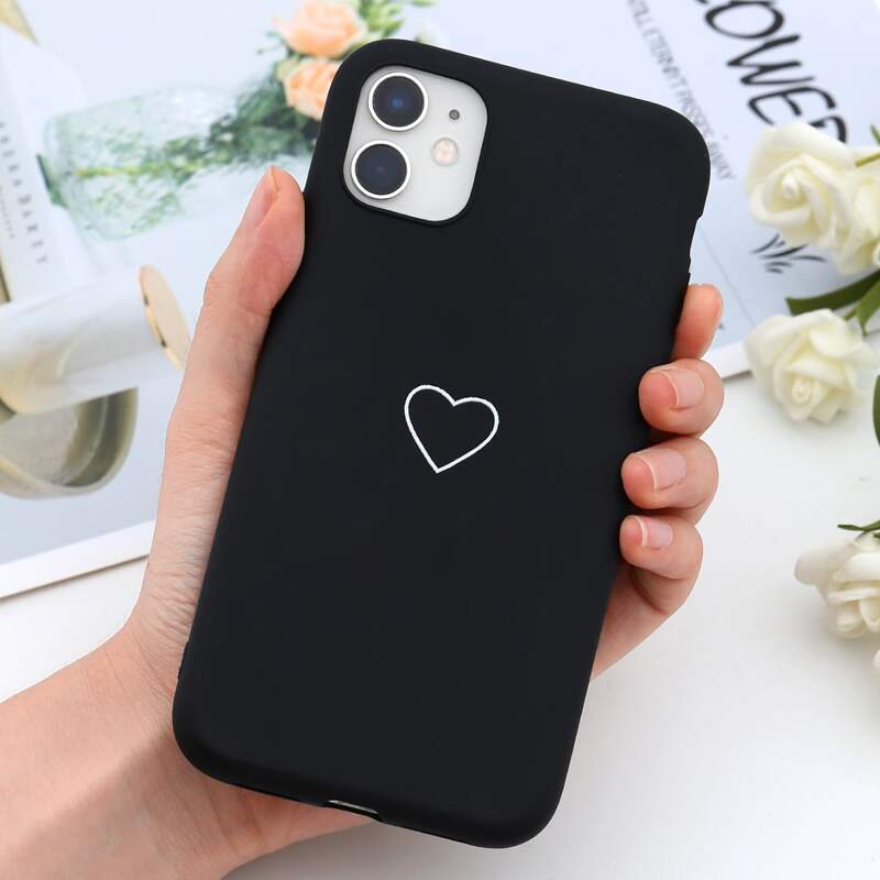

Heart Print iPhone Case, Black