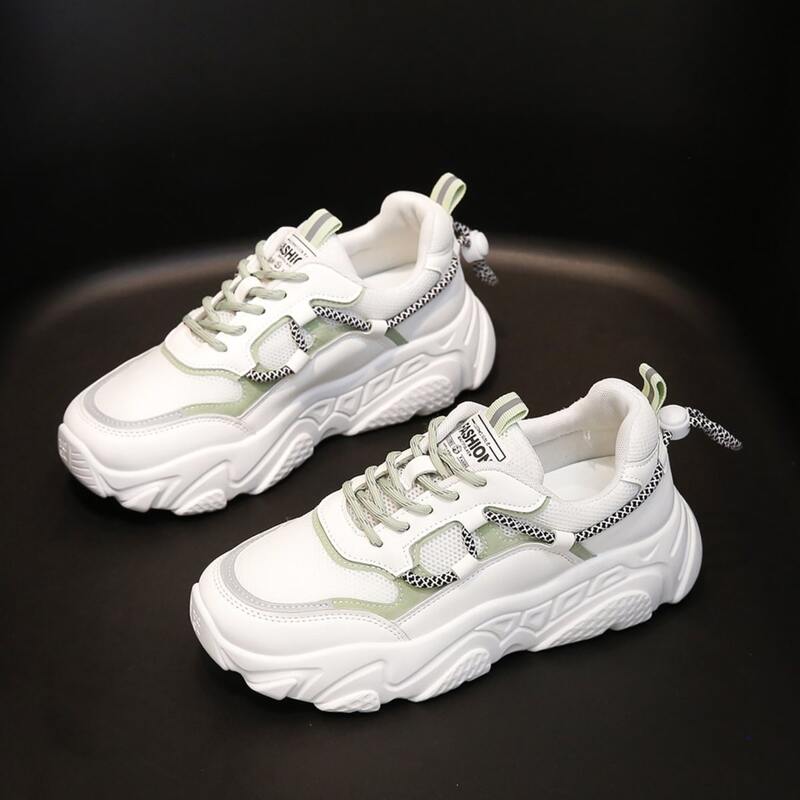 

Lace-up Front Mesh Chunky Sneakers, White