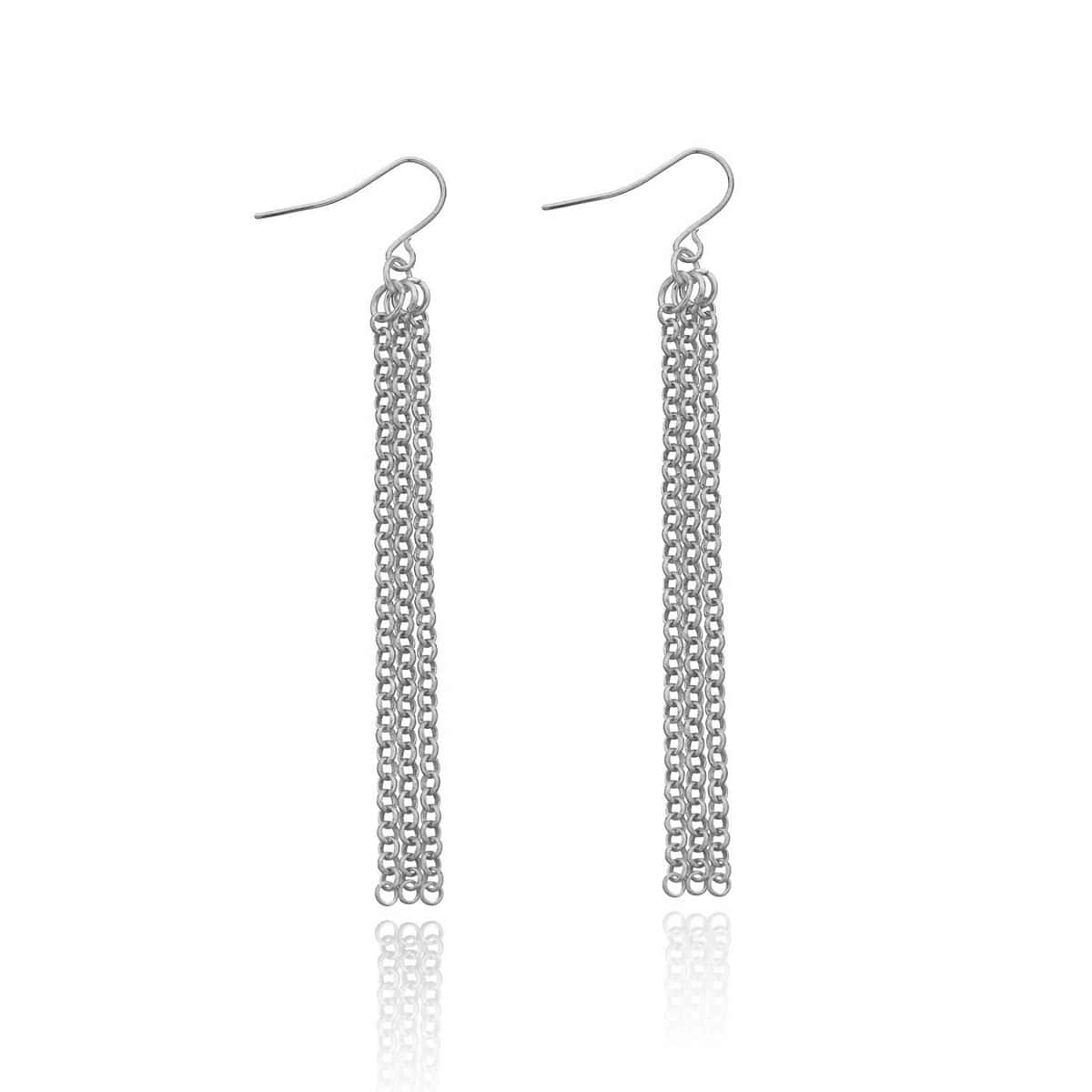 

Chain Decor Drop Earrings, Silver
