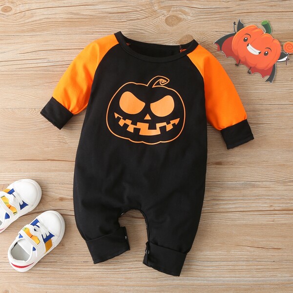 

Baby Boy Colorblock Halloween Print Jumpsuit, Black