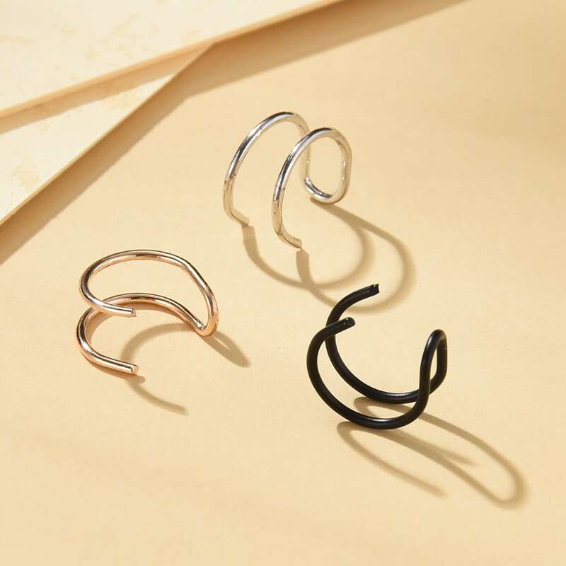

3pcs Simple Ear Cuff, Multicolor