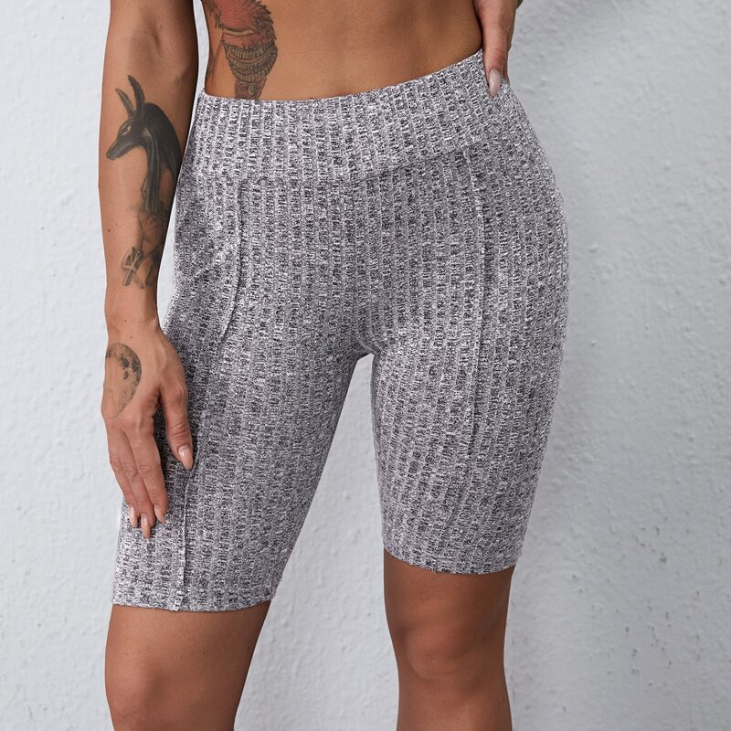 

Rib-knit Biker Shorts, Grey