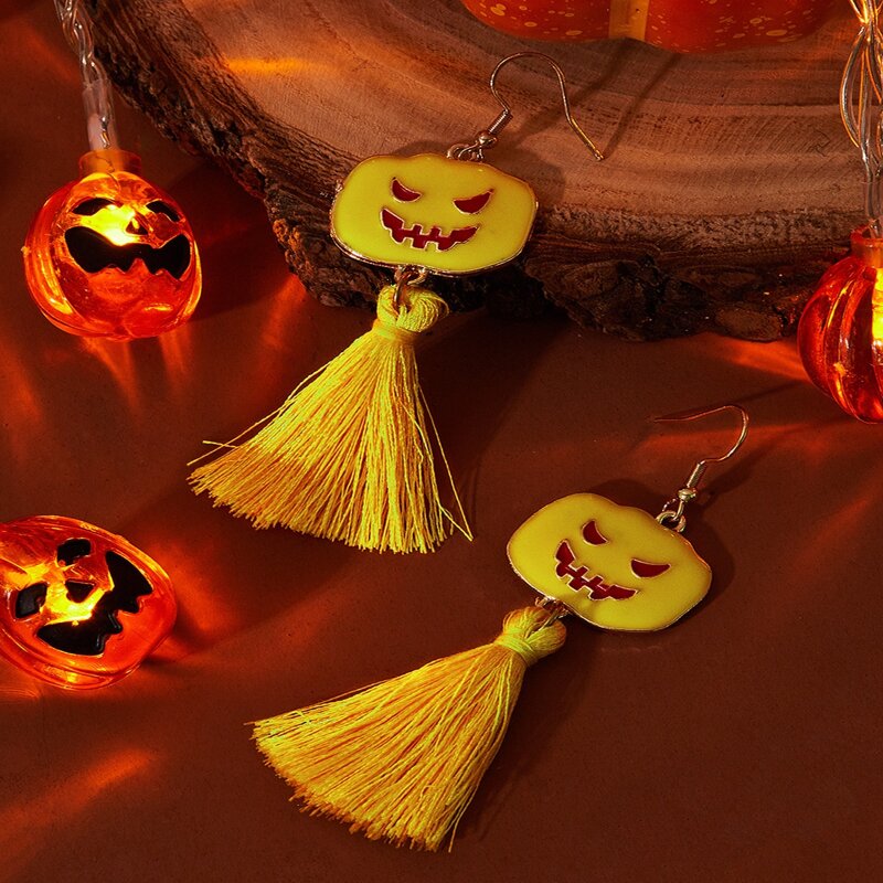 

Pumpkin Tassel Drop Earrings, Yellow