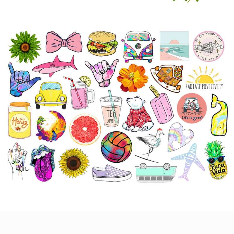 

31pcs Mixed Pattern Sticker, Multicolor
