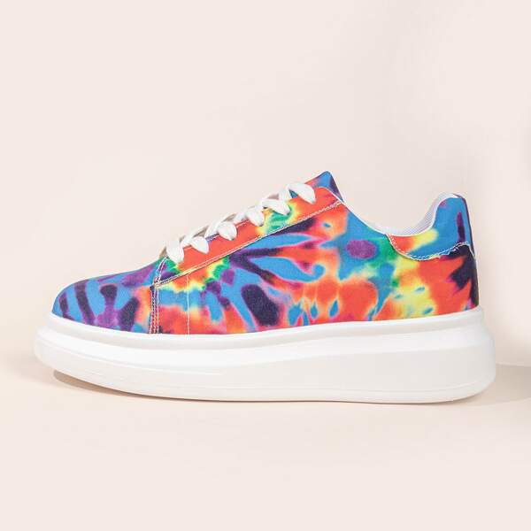 

Lace-up Front Tie Dye Skate Shoes, Multicolor