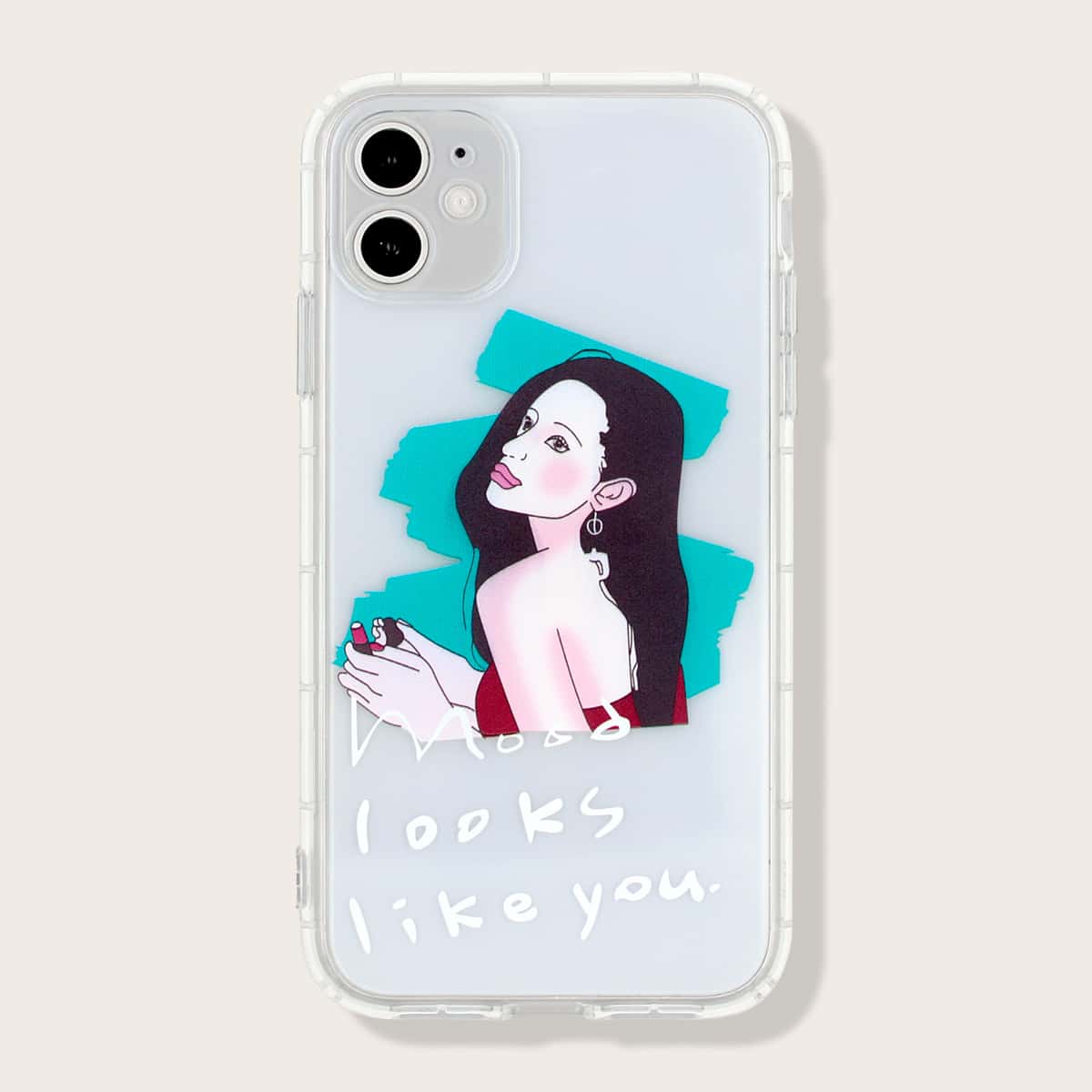 

1pc Girl Print iPhone Case, Clear