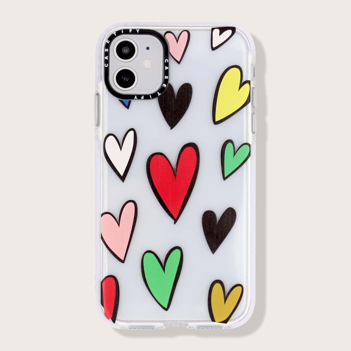 

1pc Heart Print iPhone Case, Clear