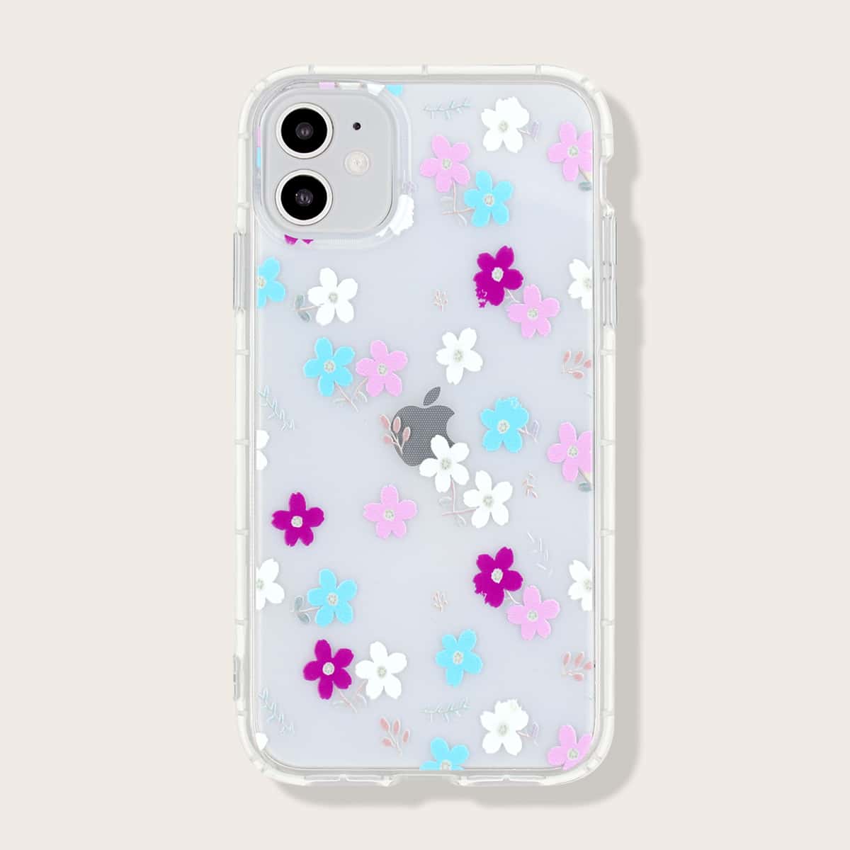 

1pc Flower Print iPhone Case, Clear