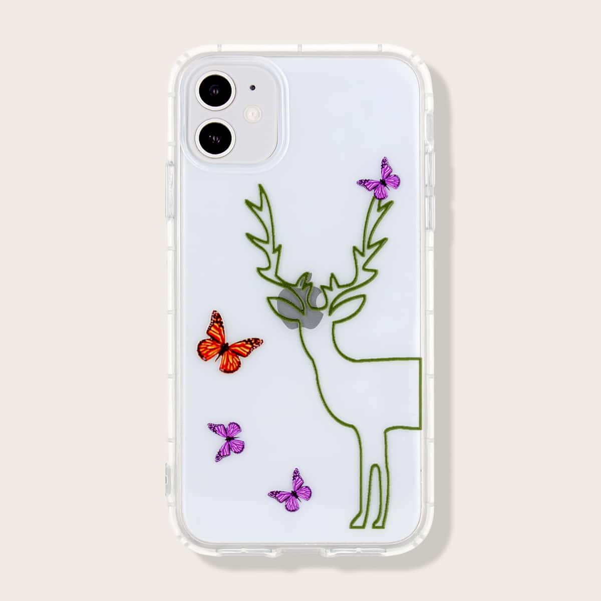 

1pc Butterfly Print Clear iPhone Case
