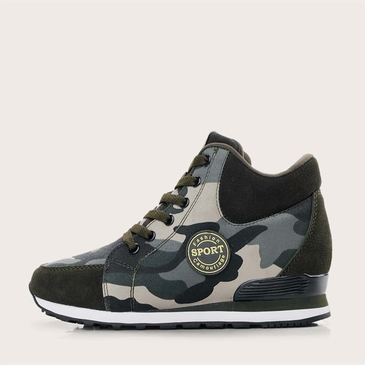 Image of Lace-up Front Camo Sneakers